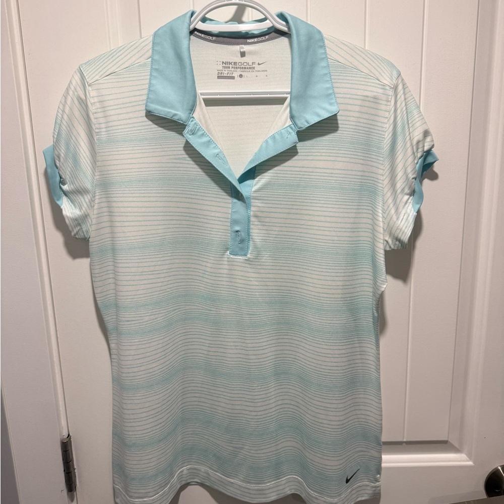 Nike Women's Aqua Striped Golf Shirt